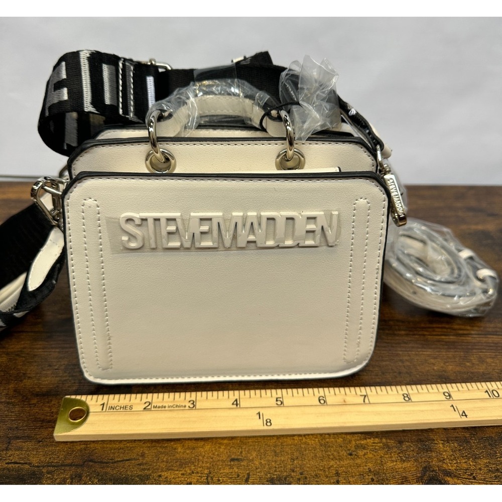 Steve Madden Bevelyn Mini Crossbody Bag w/ Logo Strap & Pouch One Size Vanilla - Picture 12 of 16